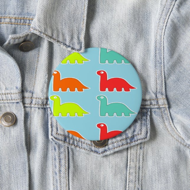 Badge Rond 10 Cm Dinos en bleu (En situation)