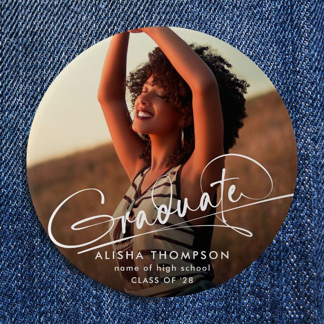 Badge Rond 10 Cm Diplôme de la photographie de script moderne (Créateur téléchargé)