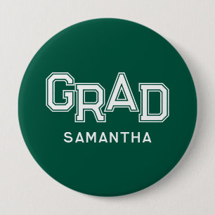 Badge Rond 10 Cm Diplôme de lycée vert personnalisé avec nom