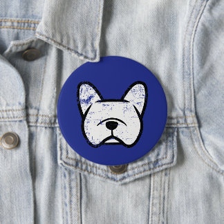 Badge Rond 10 Cm Distressed white French Bulldog