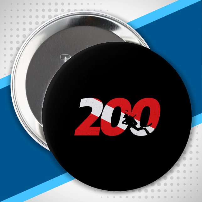Badge Rond 10 Cm Diver - 200th Dive - Diver Down Diving (Créateur téléchargé)