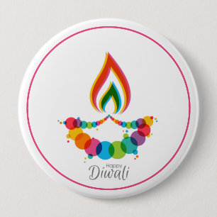 Badge Rond 10 Cm Diwali, flamme sacrée