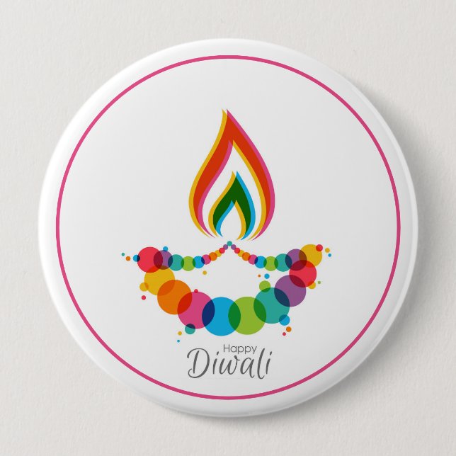 Badge Rond 10 Cm Diwali, flamme sacrée (Devant)