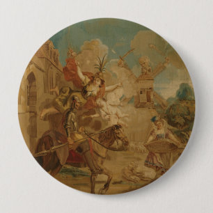 Badge Rond 10 Cm Don Quichotte guidé par la Folie, tapisserie du XV