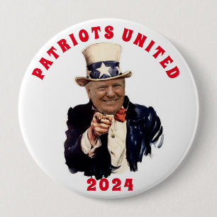 BADGE ROND 10 CM DONALD TRUMP 2020 PATRIOTS UNIS