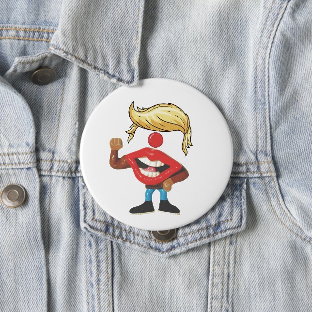 Badge Rond 10 Cm Donald Trump face clown (En situation)