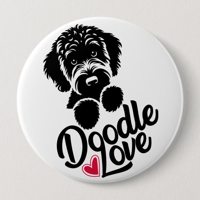 Badge Rond 10 Cm Doodle Dog Love (Devant)