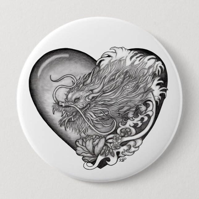 Badge Rond 10 Cm Dragon Heart (Devant)