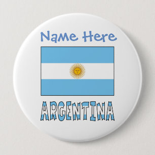 Badge Rond 10 Cm Drapeau argentin Argentine Personnalisation Bleu 