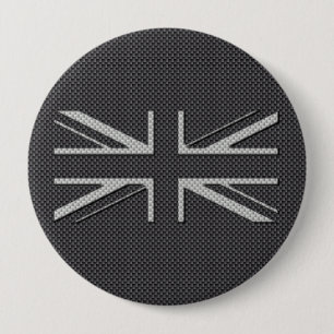 Badge Rond 10 Cm Drapeau BRITANNIQUE Union Jack de fibre noire et