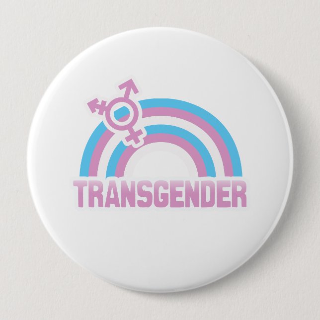 BADGE ROND 10 CM DRAPEAU D'ARC-EN-CIEL DE TRANSSEXUEL (Devant)