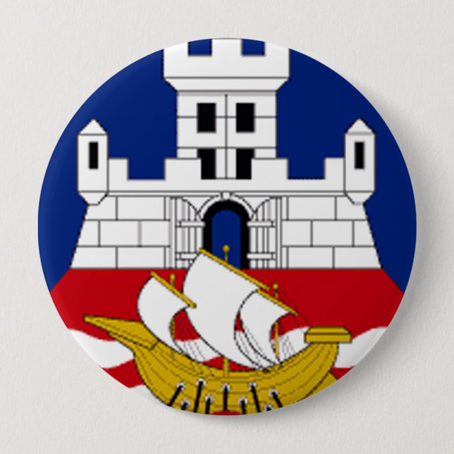 Badge Rond 10 Cm Drapeau de Belgrade (Devant)