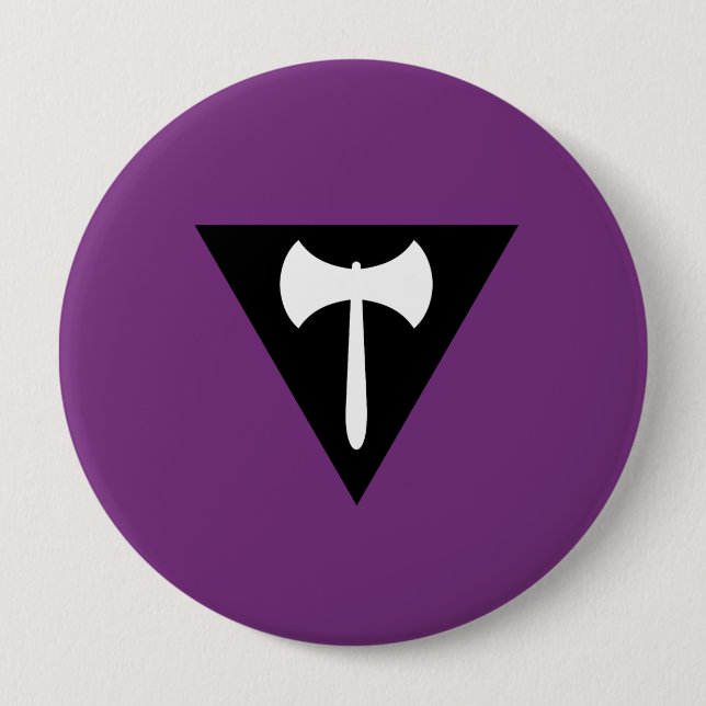 Badge Rond 10 Cm Drapeau de fierté du Labrys lesbien (Devant)