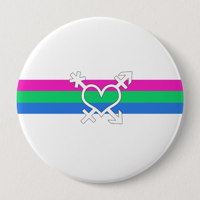 Badge Rond 10 Cm Drapeau de fierté polysexuelle (Devant)