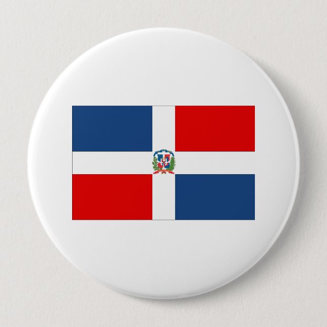 Badge Rond 10 Cm Drapeau de la République Dominicaine (Devant)