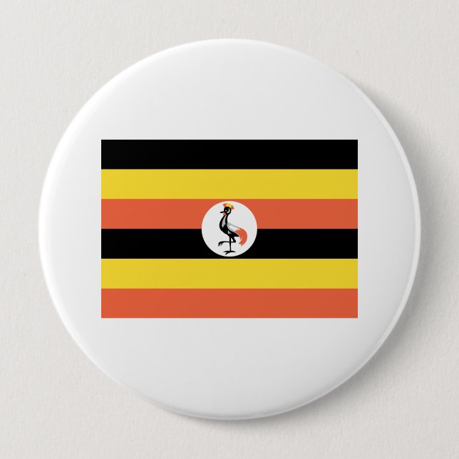 Badge Rond 10 Cm Drapeau de l'Ouganda (Devant)