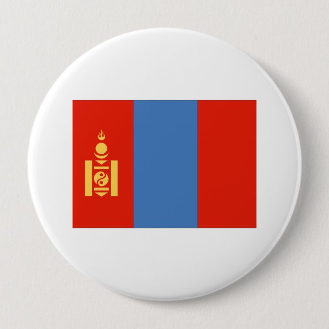 Badge Rond 10 Cm Drapeau de Mongolie (Devant)