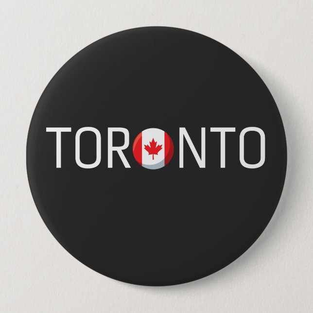 Badge Rond 10 Cm Drapeau de Toronto Canada  (Devant)