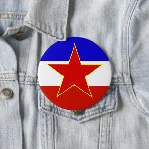 Badge Rond 10 Cm Drapeau de Yougoslavie