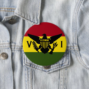 Badge Rond 10 Cm Drapeau des îles Vierges américaines - VI STRONG