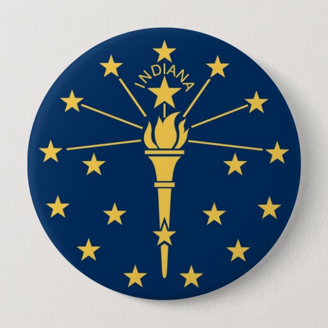 Badge Rond 10 Cm Drapeau d'état de l'Indiana (Devant)