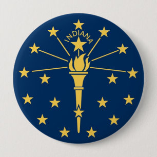 Badge Rond 10 Cm Drapeau d'état de l'Indiana