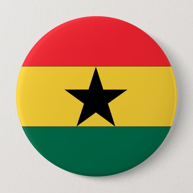 Badge Rond 10 Cm Drapeau du Ghana (Devant)