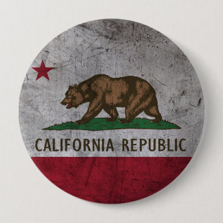 Badge Rond 10 Cm Drapeau grunge de la Californie