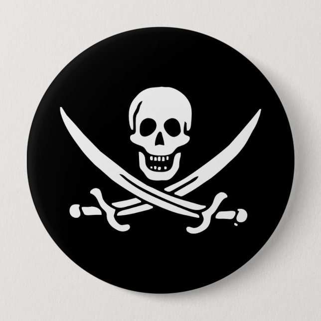 Badge Rond 10 Cm Drapeau Jolly roger de pirate (Devant)