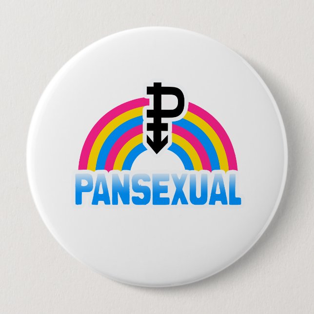 BADGE ROND 10 CM DRAPEAU PANSEXUAL D'ARC-EN-CIEL (Devant)