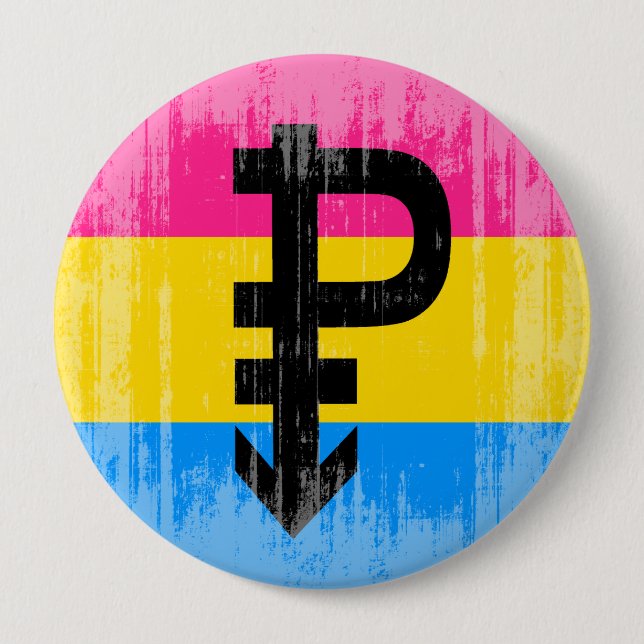 Badge Rond 10 Cm Drapeau Pansexual vintage (Devant)