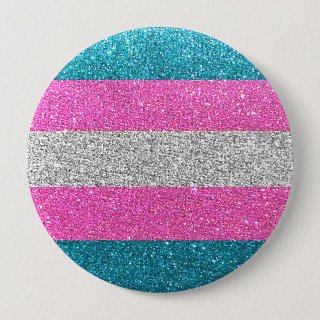 Badge Rond 10 Cm Drapeau parties scintillant LGBTQ Queer Trans Gay  (Devant)