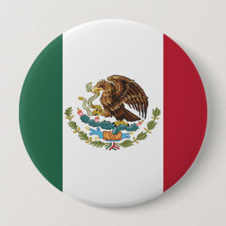 Badge Rond 10 Cm Drapeau tricolore vert blanc rouge, aigle Mexique