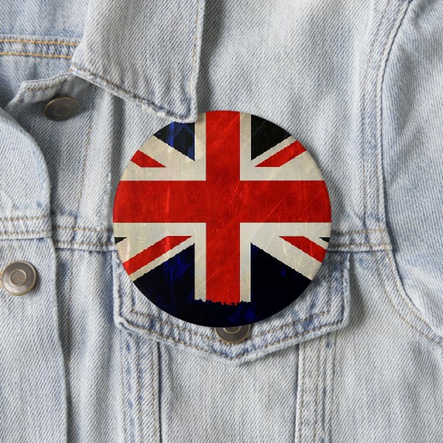 Badge Rond 10 Cm Drapeau Union Jack (En situation)