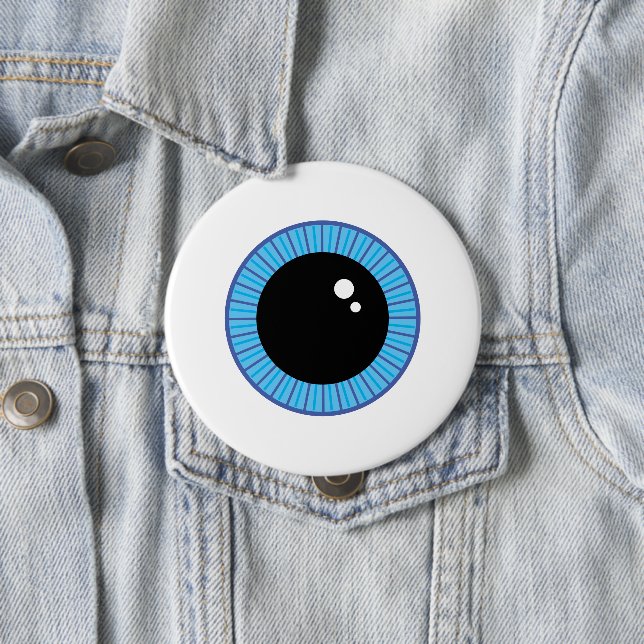 Badge Rond 10 Cm Drôle Mignonne Bleu Eyeball (En situation)