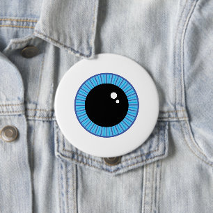 Badge Rond 10 Cm Drôle Mignonne Bleu Eyeball