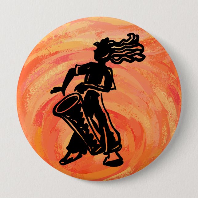 Badge Rond 10 Cm Drum Orange New York Boogie Nights (Devant)