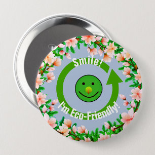 Badge Rond 10 Cm Éco-Amical Vert Tendance