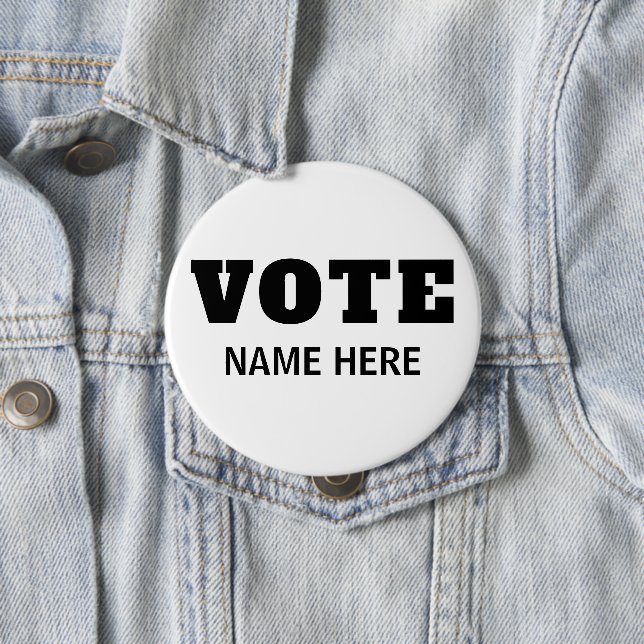 BADGE ROND 10 CM ÉLECTEURS DE VOTE PERSONNALISÉS CANDIDATS (En situation)