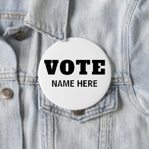 BADGE ROND 10 CM ÉLECTION ÉLECTEURS CANDIDAT VOTE PERSONNALISÉ