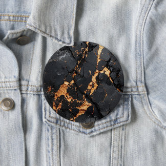 Badge Rond 10 Cm Elegant Black Marble with Gold Veins Modern Art
