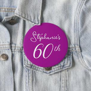 Badge Rond 10 Cm Élégant Monogramme rose foncé 60e fête d'anniversa