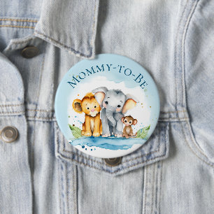Badge Rond 10 Cm Eléphant mignon & Amis Baby shower de maman à être