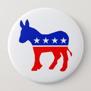 Badge Rond 10 Cm Emblème politique du parti démocratique (âne)