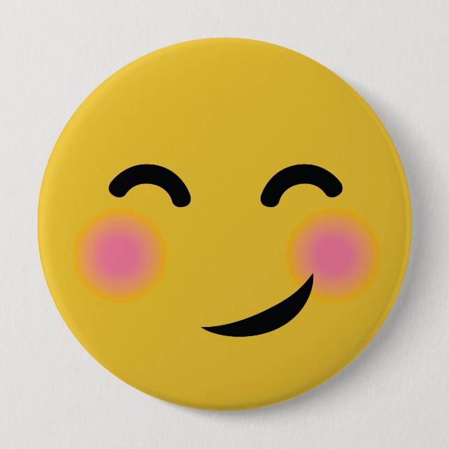 Badge Rond 10 Cm Emoji de rougissement mignon de Supre (Devant)