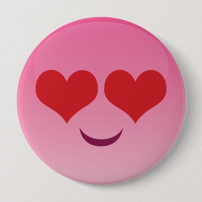 Badge Rond 10 Cm Émoji des yeux de coeur mou (Devant)