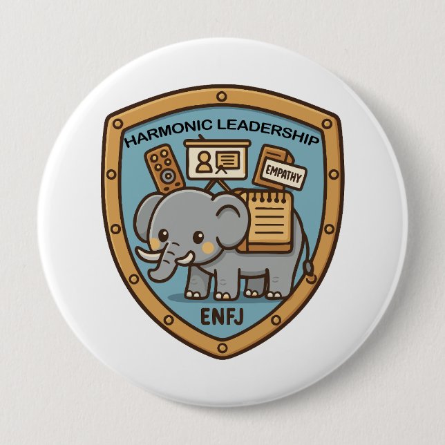 Badge Rond 10 Cm Empathy Elephant – Harmonic Leadership (Devant)