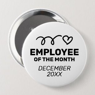 Badge Rond 10 Cm Employé du mois énorme bouton avec cœur