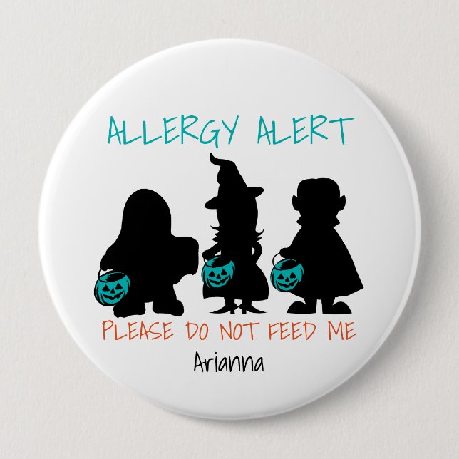 Badge Rond 10 Cm Enfants d'alerte d'allergie alimentaire d'Hallowee (Devant)