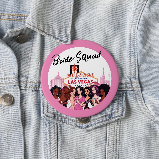Badge Rond 10 Cm Enterrement de vie de jeune fille Pink Vegas (En situation)